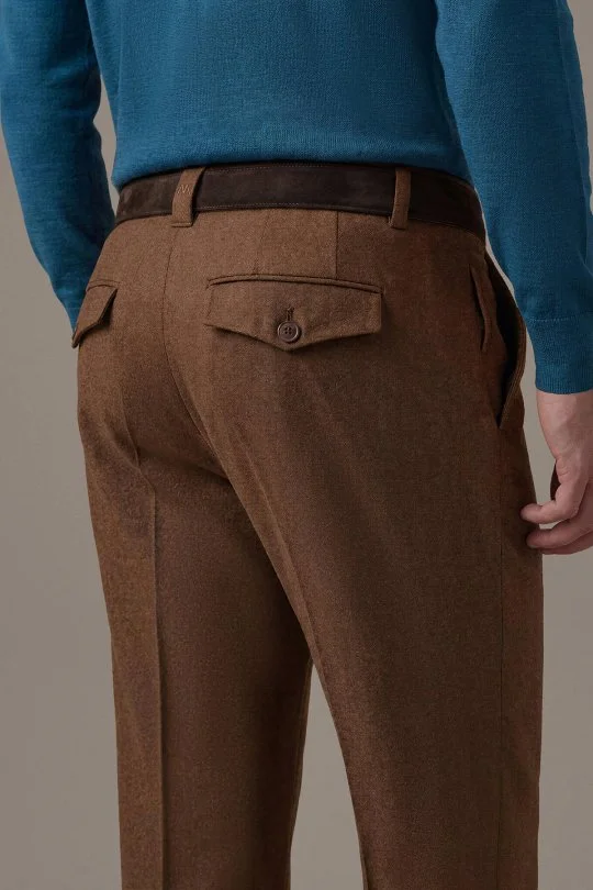 Yün Kaşmir Bronz Rengi Flanel Pantolon