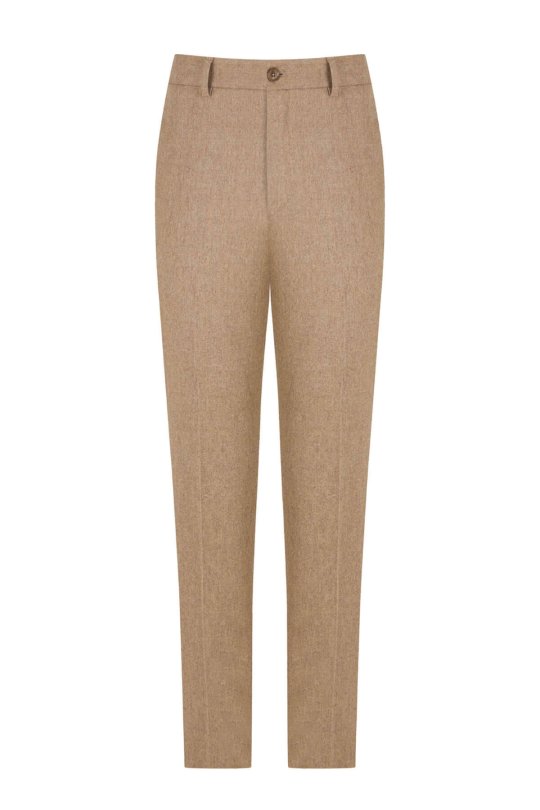 Yün Kaşmir Camel Flanel Chino Pantolon