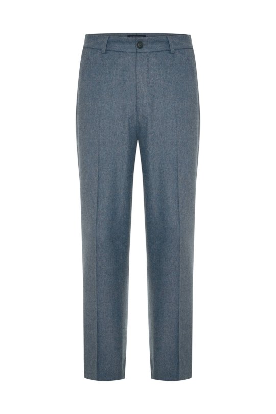 Yün Kaşmir Çelik Mavi Flanel Chino Pantolon