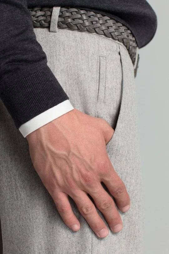 Hemington - Yün Kaşmir Karışım Açık Gri Flanel Chino Pantolon (4)