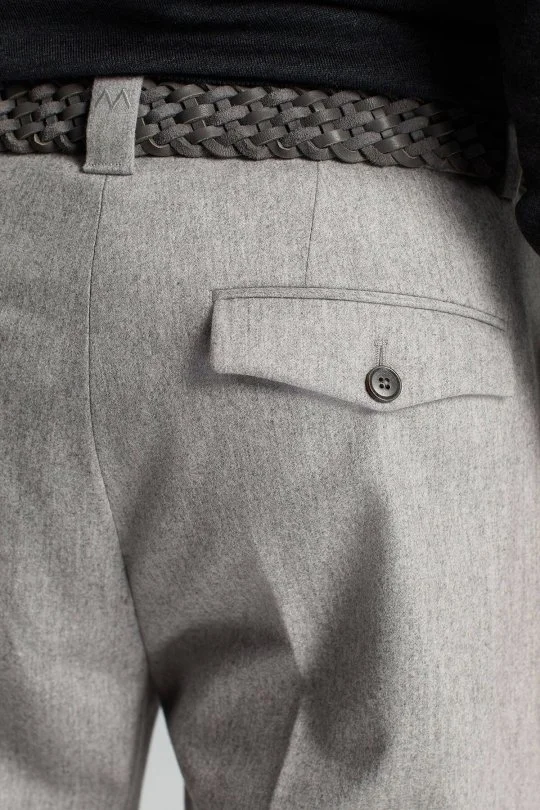 Hemington - Yün Kaşmir Karışım Açık Gri Flanel Chino Pantolon (5)