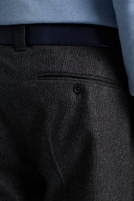 Yün Kaşmir Karışım Antrasit Chino Flanel Pantolon