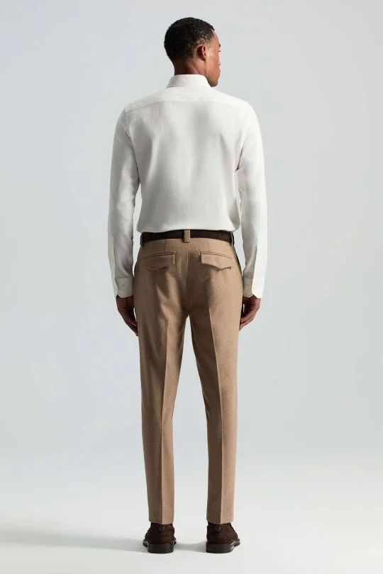 Hemington - Yün Kaşmir Karışım Camel Flanel Chino Pantolon (3)