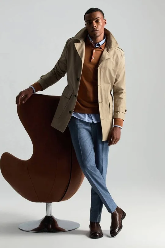 Hemington - Yün Kaşmir Karışım Çelik Mavi Flanel Chino Pantolon (4)