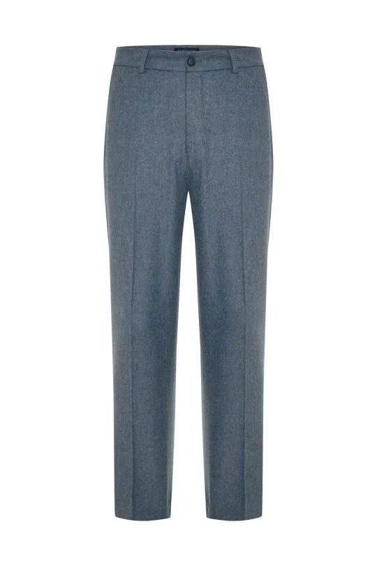Hemington - Yün Kaşmir Karışım Çelik Mavi Flanel Chino Pantolon (6)