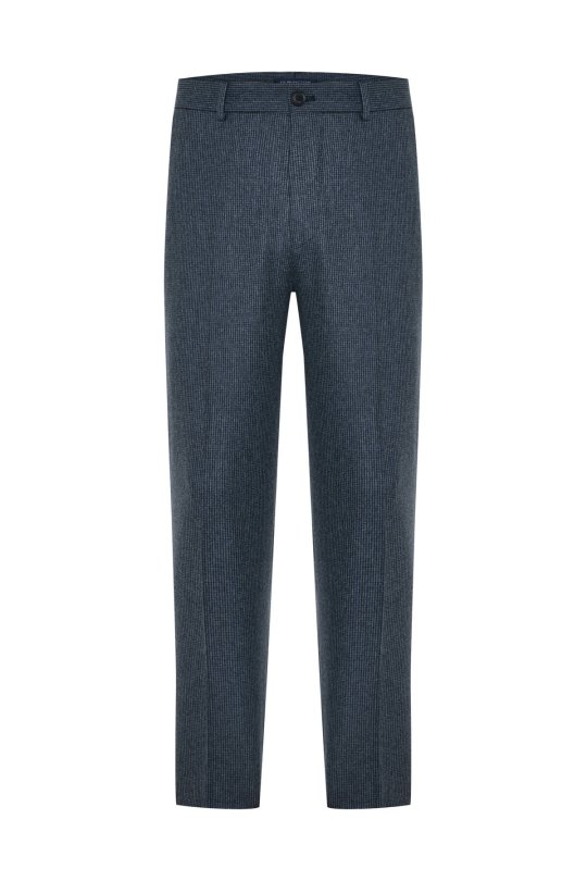 Yün Kaşmir Karışım Koyu Mavi Chino Flanel Pantolon