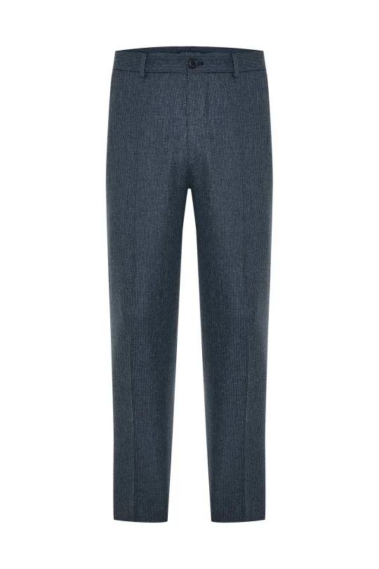 Hemington - Yün Kaşmir Karışım Koyu Mavi Chino Flanel Pantolon (6)