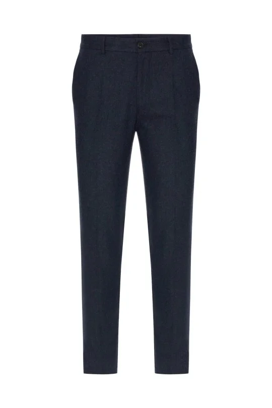 Hemington - Yün Kaşmir Karışım Lacivert Flanel Chino Pantolon (6)