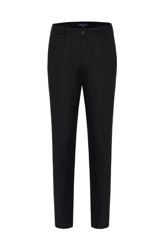 Hemington - Yün Kaşmir Karışım Siyah Flanel Chino Pantolon (6)