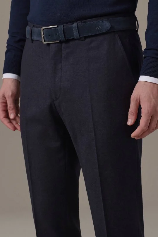 Yün Kaşmir Koyu Lacivert Flanel Pantolon