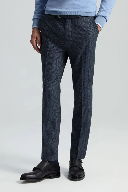 Hemington - Yün Kaşmir Koyu Mavi Chino Flanel Pantolon