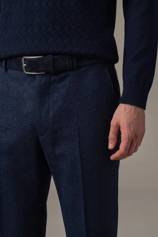 Hemington - Yün Kaşmir Lacivert Flanel Pantolon (3)