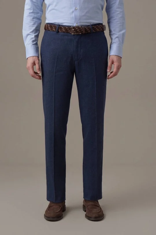 Yün Kaşmir Lacivert Flanel Pantolon