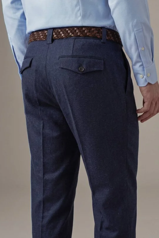 Yün Kaşmir Lacivert Flanel Pantolon