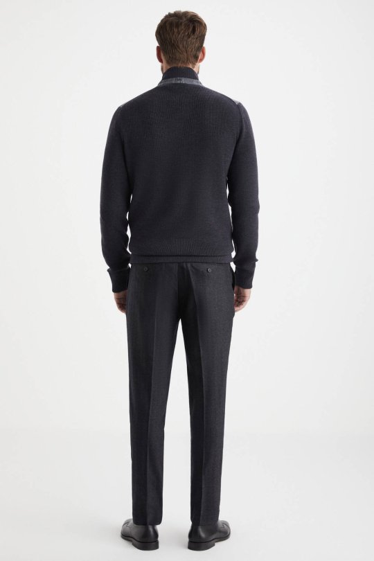 Yün Kumaşlı Tailor Triko Antrasit Hırka