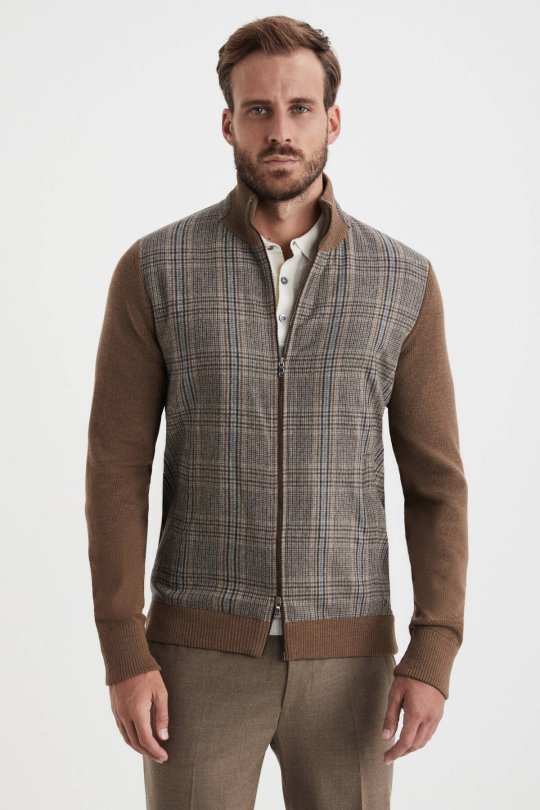 Yün Kumaşlı Tailor Triko Tütün Rengi Hırka