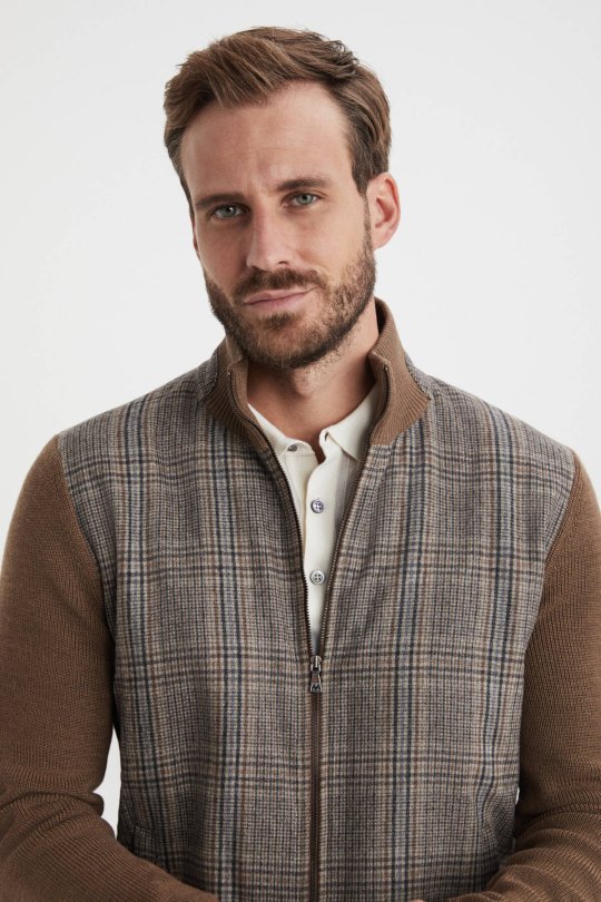 Yün Kumaşlı Tailor Triko Tütün Rengi Hırka