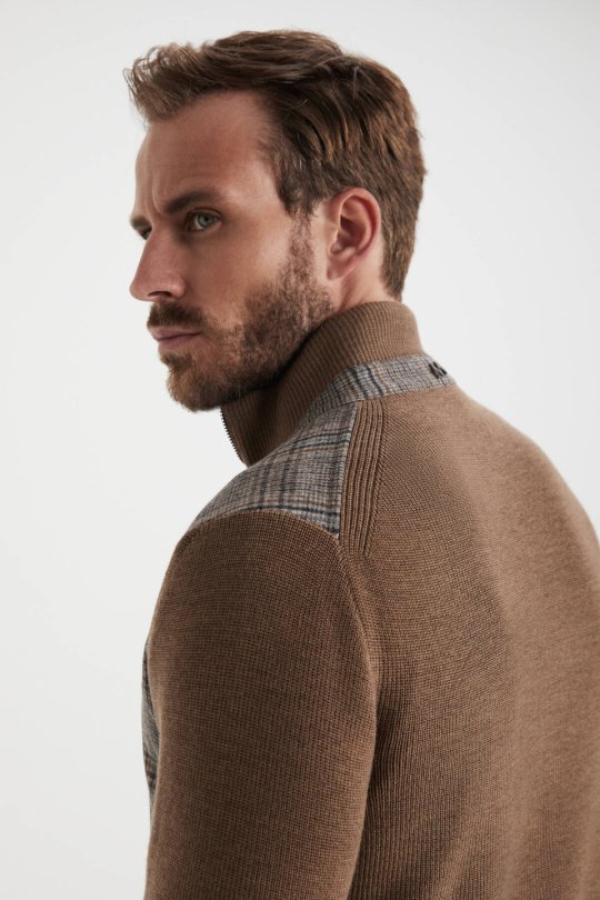 Yün Kumaşlı Tailor Triko Tütün Rengi Hırka