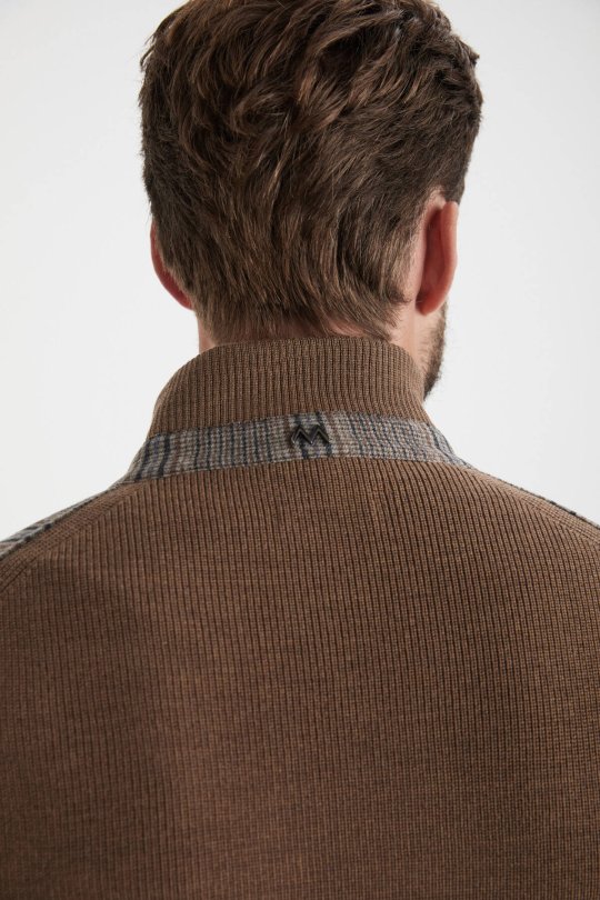 Yün Kumaşlı Tailor Triko Tütün Rengi Hırka