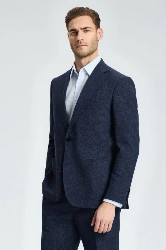 Hemington - Keten Yün Karışım Lacivert Yazlık Blazer Ceket (4)