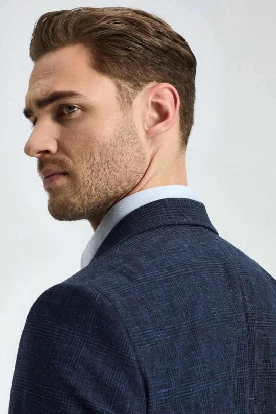 Hemington - Keten Yün Karışım Lacivert Yazlık Blazer Ceket (2)