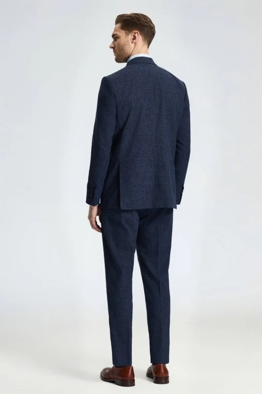 Hemington - Keten Yün Karışım Lacivert Yazlık Blazer Ceket (5)