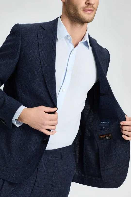 Hemington - Keten Yün Karışım Lacivert Yazlık Blazer Ceket (6)