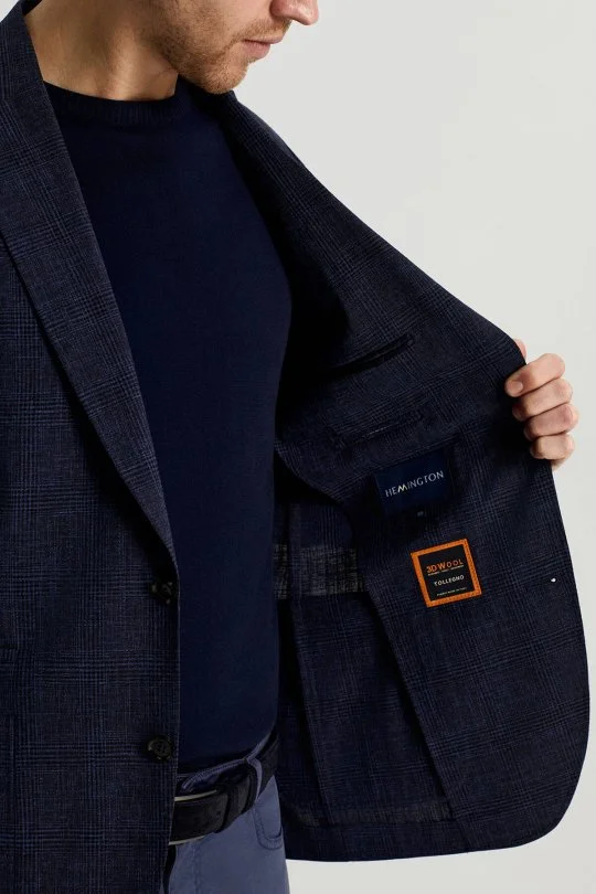 Hemington - Keten Yün Karışım Lacivert Yazlık Blazer Ceket (4)