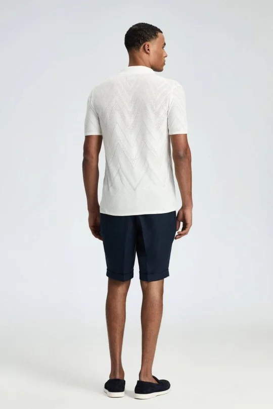 Hemington - Zigzag Desen Beyaz Giza Pamuk Triko Polo (4)