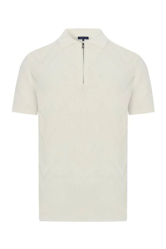Hemington - Zigzag Desen Beyaz Giza Pamuk Triko Polo (6)