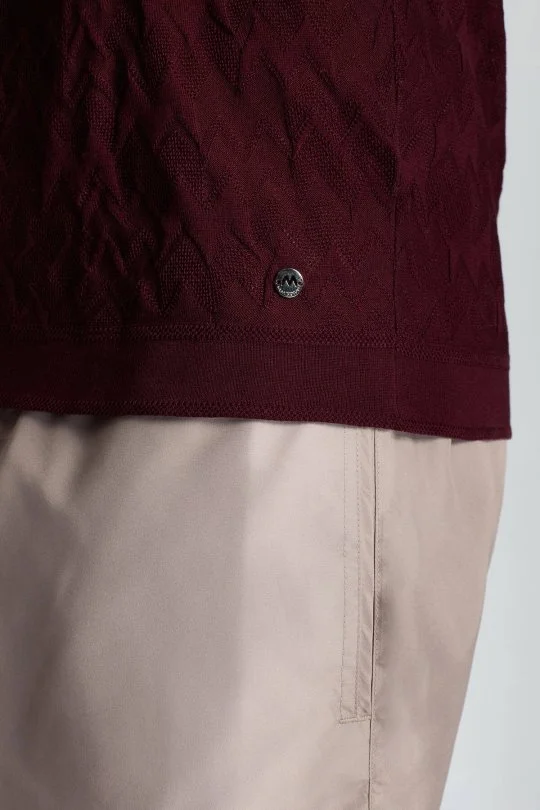 Hemington - Zigzag Desen Merserize Pamuk Bordo Triko Polo (4)