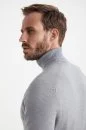 Boğazlı Slim Fit Açık Gri Merino Yün Triko