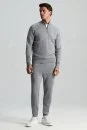 Açık Gri Fermuarlı Merino Yün Activewear Triko - Thumbnail