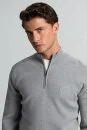 Açık Gri Fermuarlı Merino Yün Activewear Triko - Thumbnail