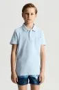 Açık Mavi Havlu Kumaş Polo Yaka Çocuk T-Shirt