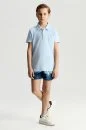 Açık Mavi Havlu Kumaş Polo Yaka Çocuk T-Shirt