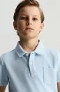 Açık Mavi Havlu Kumaş Polo Yaka Çocuk T-Shirt