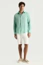 Açık Yeşil Saf Keten Spor Gömlek