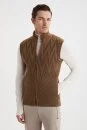 Activewear Merino Yün Tütün Rengi Yelek - Thumbnail
