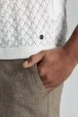 Ajur Örgü Detaylı Saf Pamuk Beyaz Triko Polo - Thumbnail