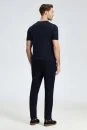 Ajur Örgü Detaylı Bisiklet Yaka Lacivert T-Shirt - Thumbnail