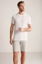Ajur Örgü Detaylı Kırık Beyaz Triko T-Shirt - Thumbnail