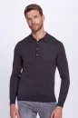 Polo Yaka Antrasit Merino Yün Triko
