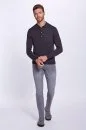 Polo Yaka Antrasit Merino Yün Triko
