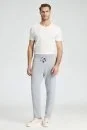Bağcıklı Açık Gri Slim Fit Triko Pantolon - Thumbnail