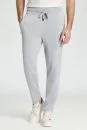 Bağcıklı Açık Gri Slim Fit Triko Pantolon - Thumbnail