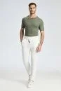 Bağcıklı Beyaz Slim Fit Triko Pantolon - Thumbnail