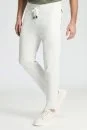 Bağcıklı Beyaz Slim Fit Triko Pantolon - Thumbnail