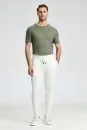 Bağcıklı Beyaz Slim Fit Triko Pantolon - Thumbnail