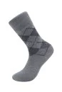 Baklava Desenli Açık Gri Pamuk İkili Çorap Seti - Thumbnail